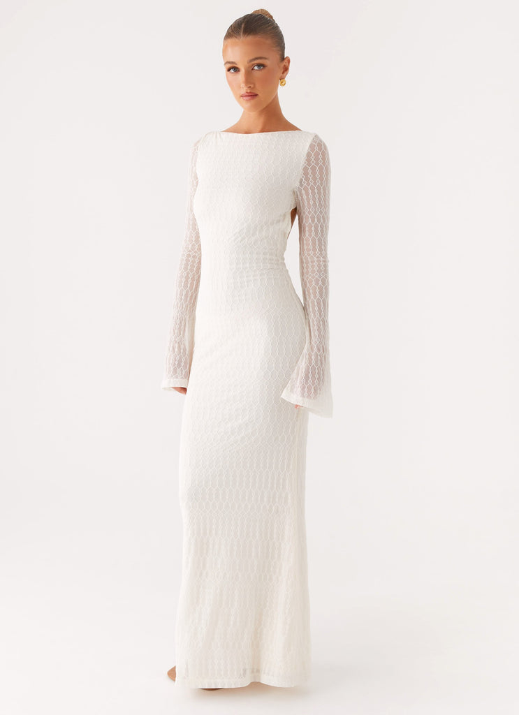 Ethereal Long Sleeve Maxi Dress - Ivory