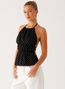 Sergio Halter Top - Black Polka Dot