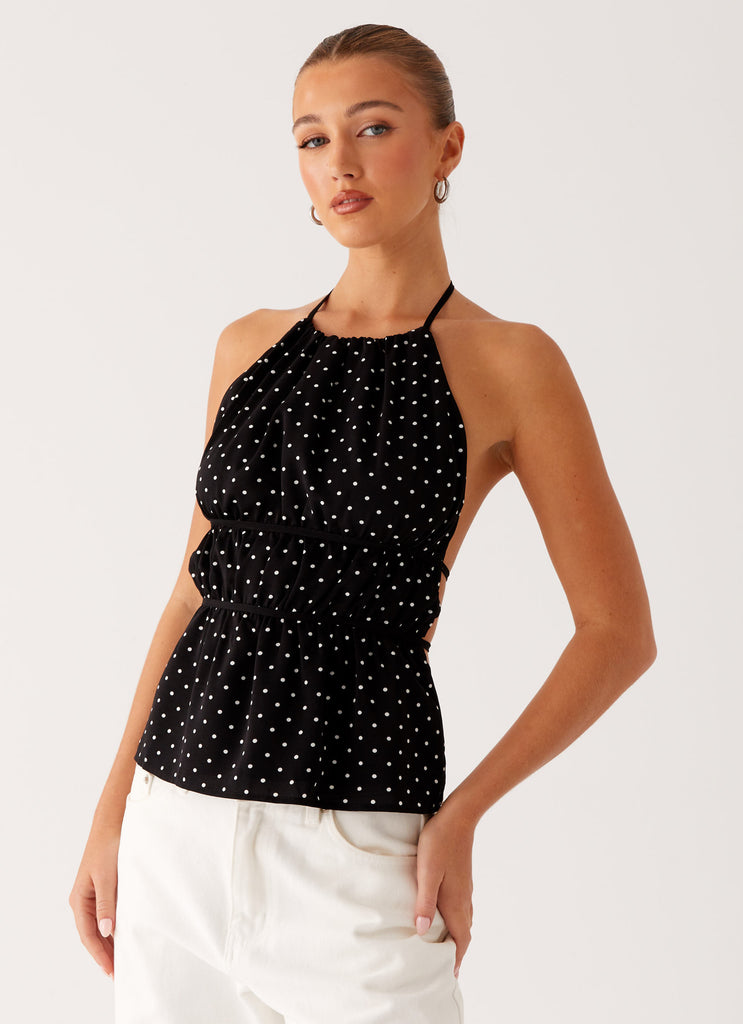 Sergio Halter Top - Black Polka Dot