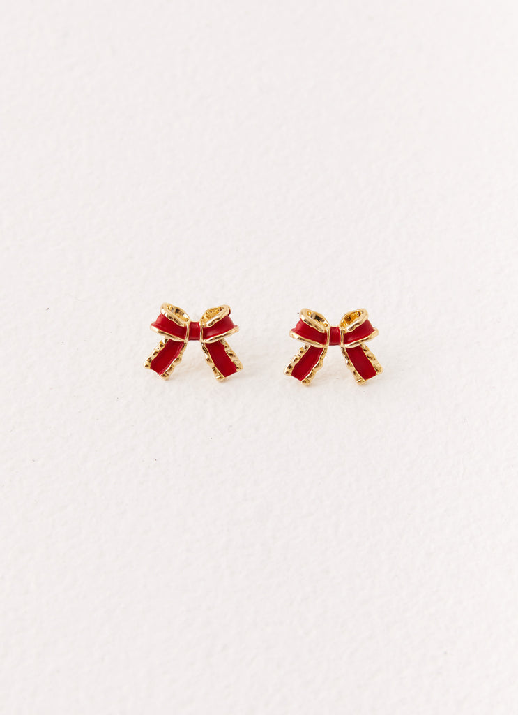 Adorable Bow Earrings - Red