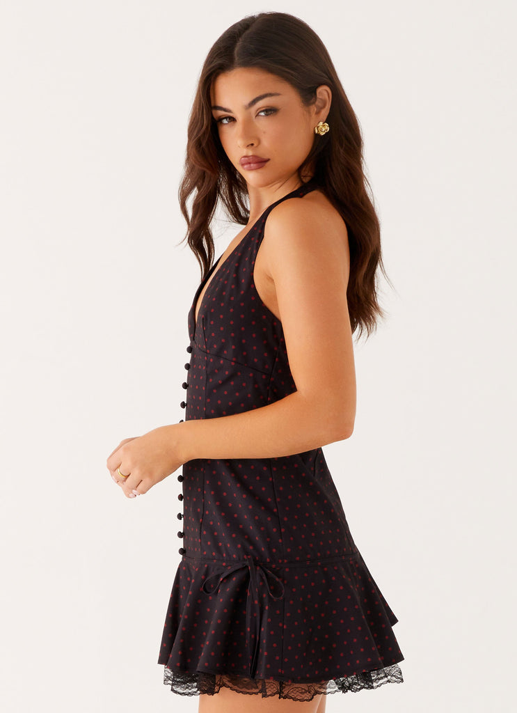 Aiden Mini Dress - Black Polka Dot