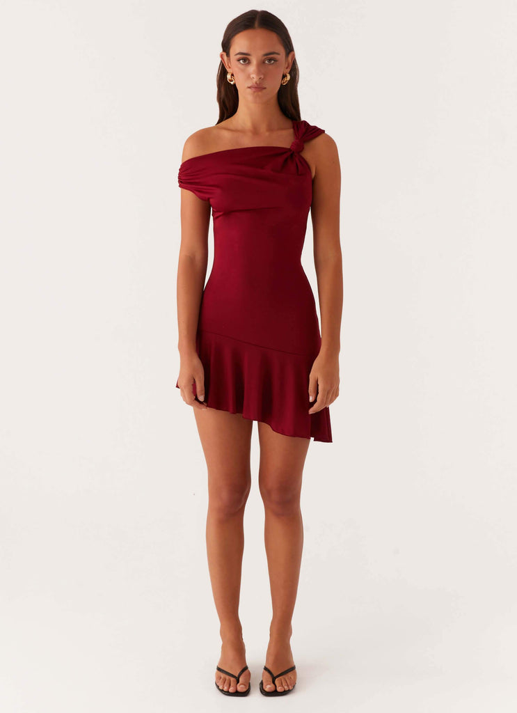 Amaya Twist Mini Dress - Maroon