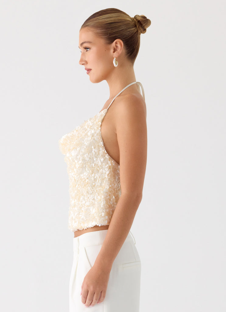 Amelita Sequin Top - Ivory