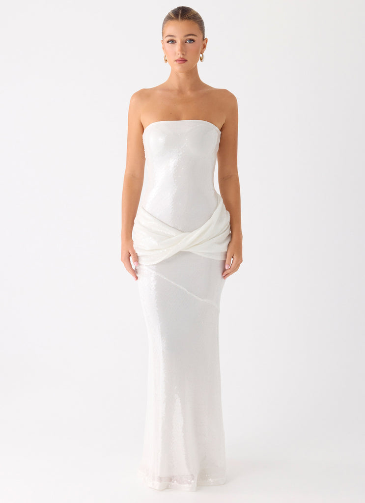 Anticipating Sequin Maxi Dress - White