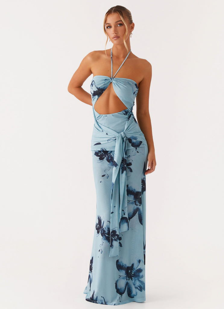 Antonia Maxi Dress - Black Blue Floral