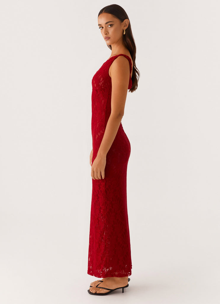 Arabella Twist Shoulder Maxi Dress - Maroon