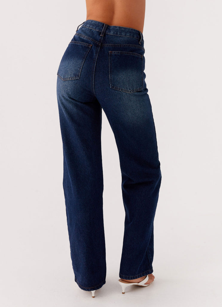 Back Again Straight Leg Denim Jeans - Vintage Blue