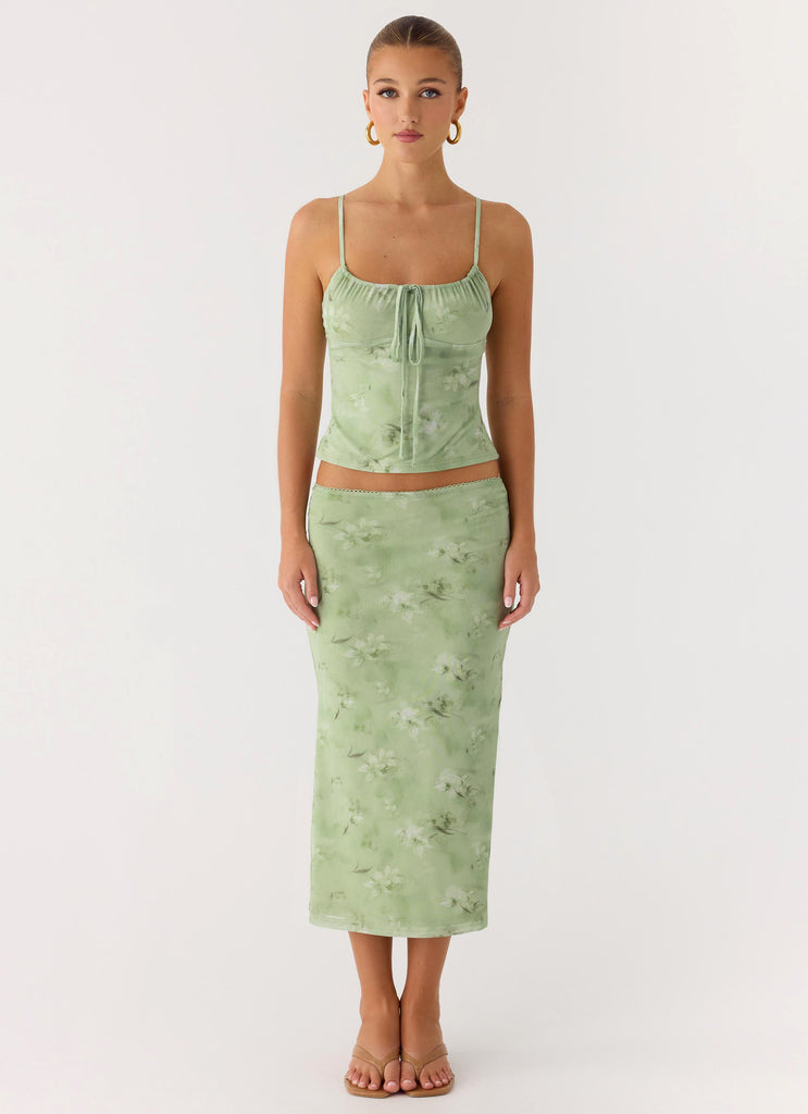 Bahama Low Rise Midi Skirt - Blurred Lime