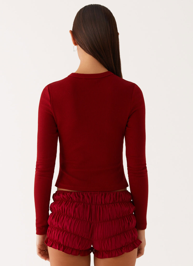 Blair Buttoned Long Sleeve Top - Red