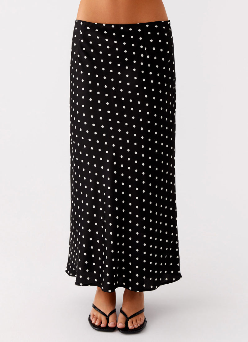 Breanne Midi Skirt - Black Polka Dot