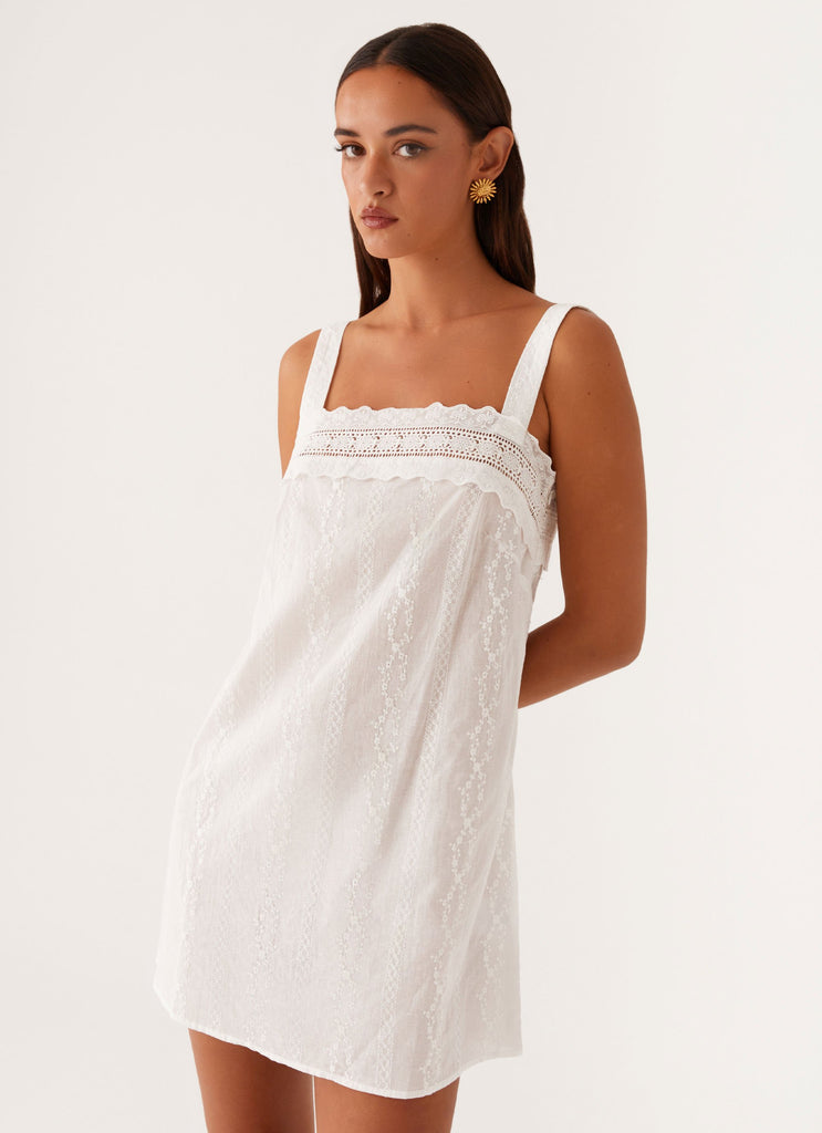 Calla Broderie Mini Dress - White