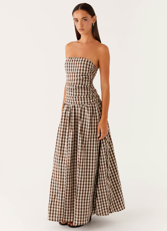 Carmel Maxi Dress - Brown Gingham