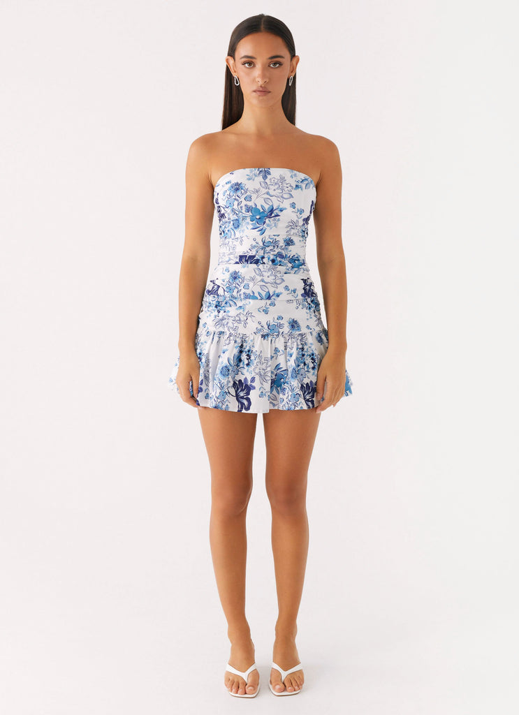 Carmel Mini Dress - Serene Sky Floral