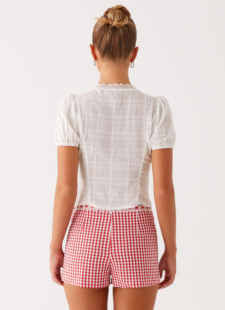 Devon Micro Shorts - Red Gingham