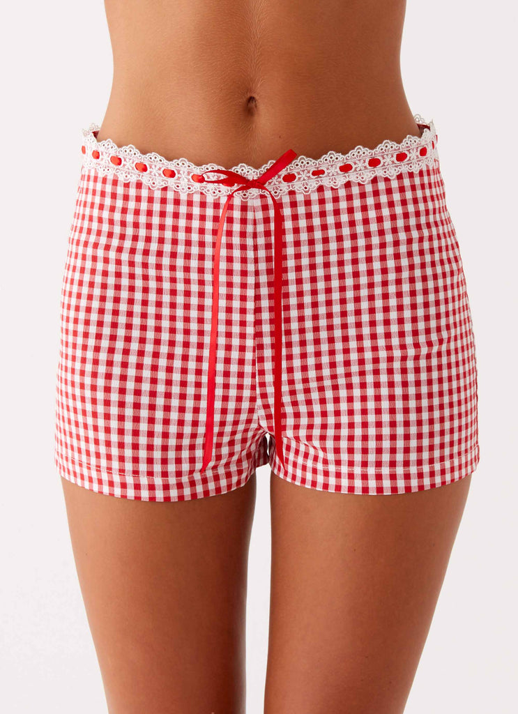 Devon Micro Shorts - Red Gingham