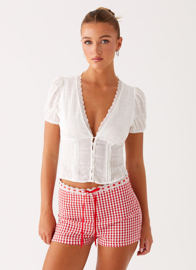 Devon Micro Shorts - Red Gingham