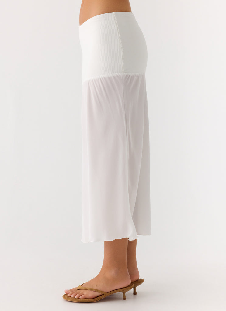 Connect My Heart Midi Skirt - White
