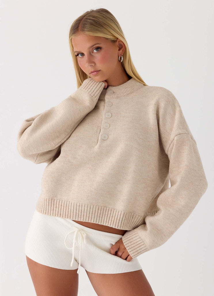 Cornelia Button Up Jumper - Oatmeal