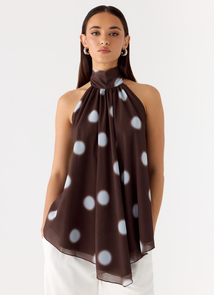 Corrida Backless Top - Chocolate Blue Dot