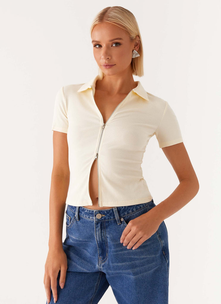 Damita Zip Front Top - Lemon