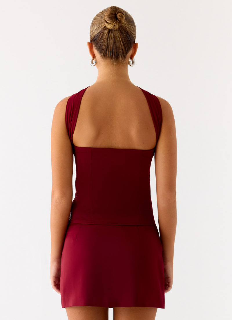 Do It Again Mini Skirt - Dark Cherry