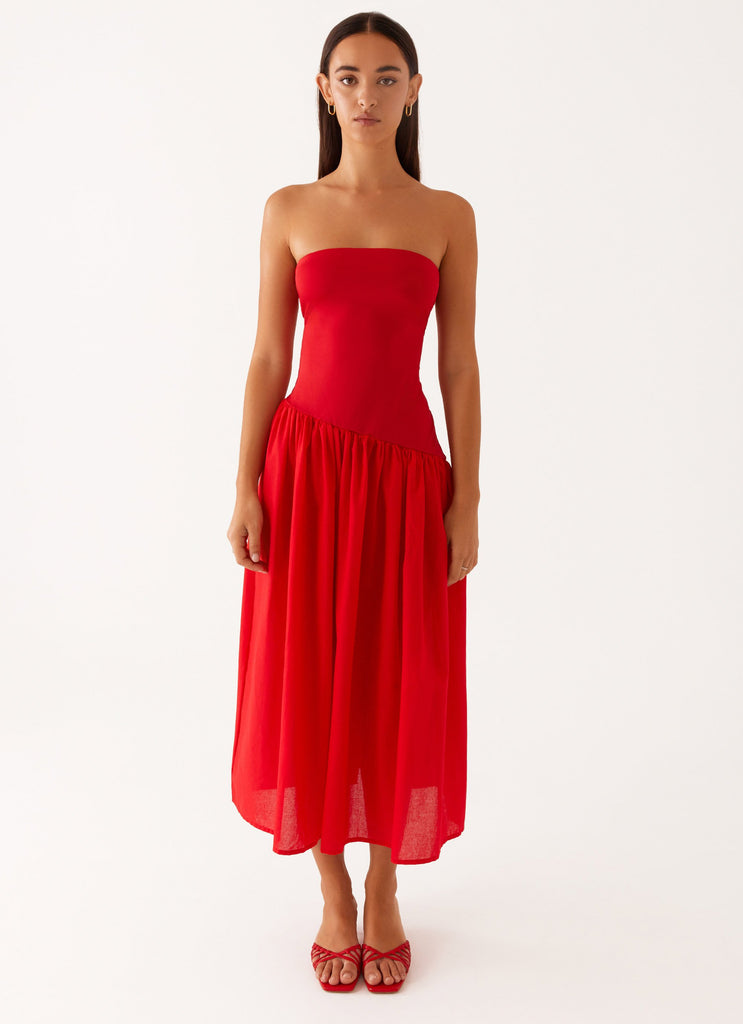 Domino Effect Midi Dress - Red