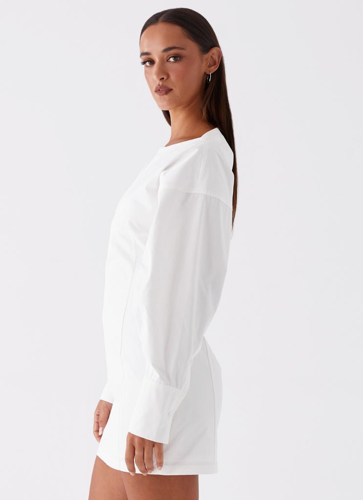 Dynasty Shirt Mini Dress - White