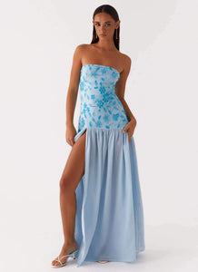 Eden Strapless Beaded Maxi Dress - Blue