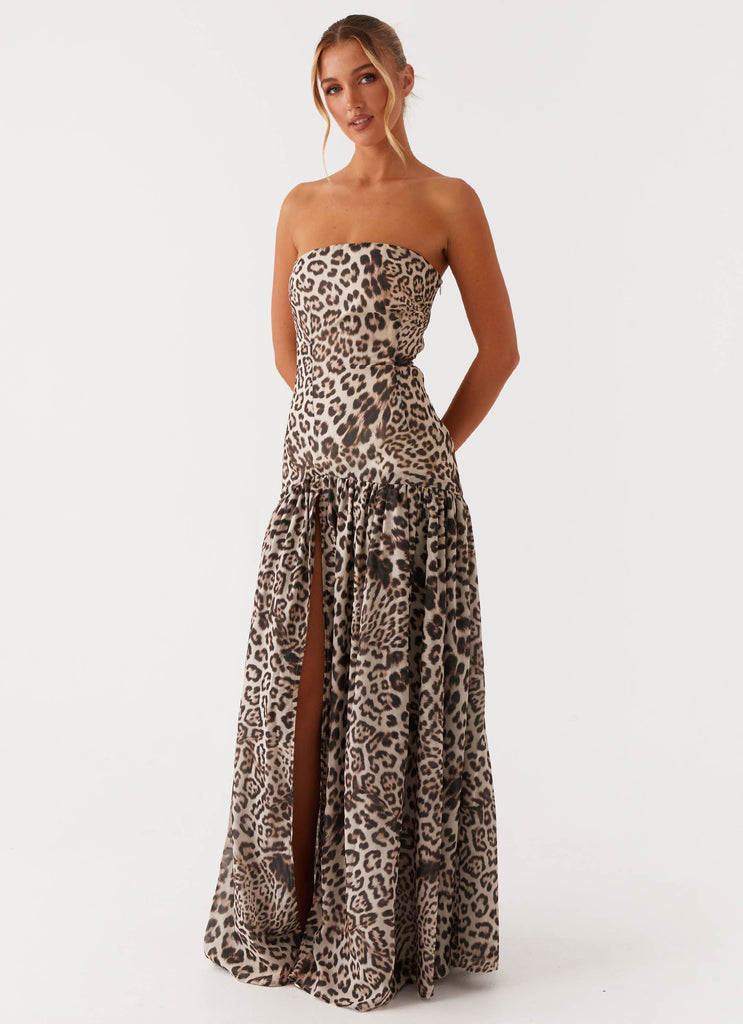 Eden Strapless Maxi Dress - Leopard