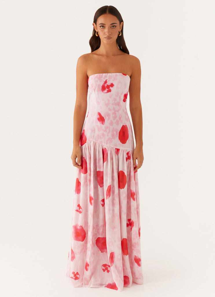 Eden Strapless Maxi Dress - Rose Leopard