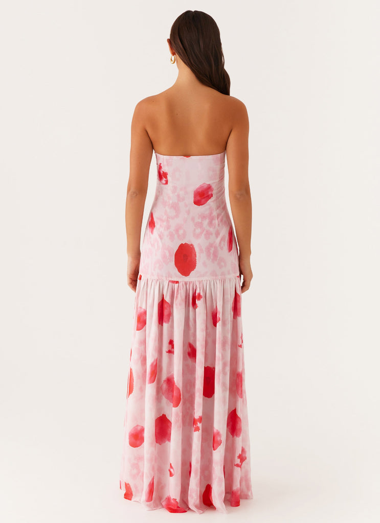 Eden Strapless Maxi Dress - Rose Leopard