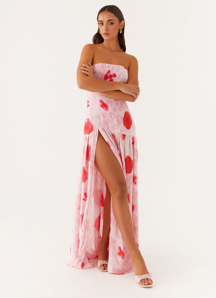 Eden Strapless Maxi Dress - Rose Leopard