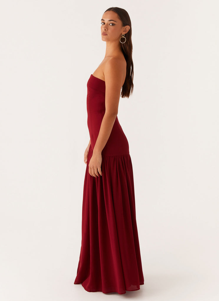 Eden Strapless Maxi Dress - Maroon