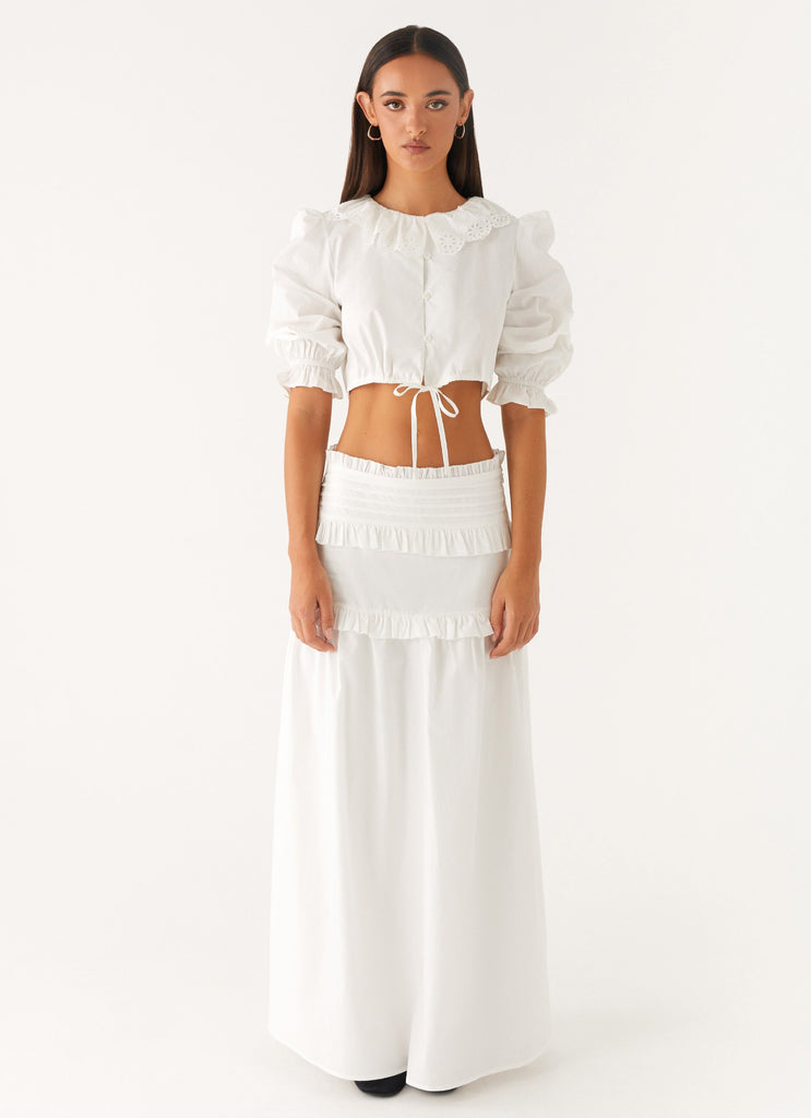 Effortless Tiered Maxi Skirt - White