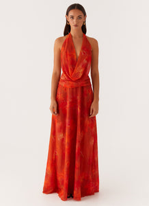 Elysia Chiffon Maxi Dress - Amber