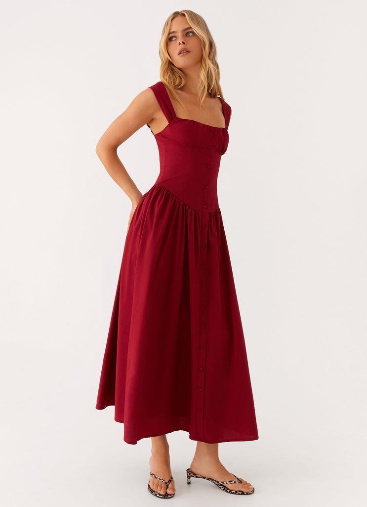 Emmalina Midi Dress - Deep Red