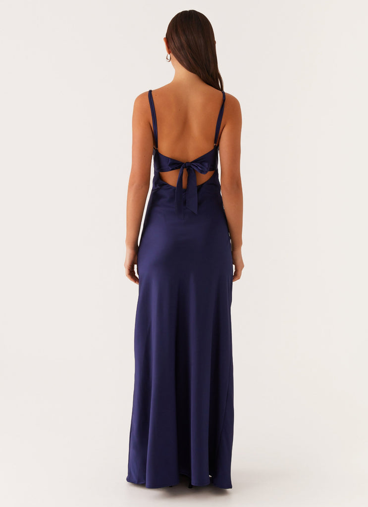 Flora Satin Maxi Dress - Navy