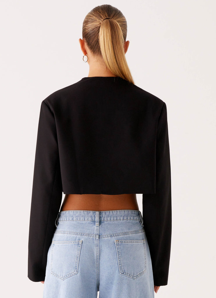 Giana Cropped Blazer - Black