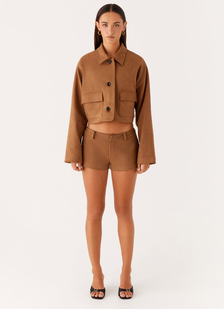 Gio Crop Jacket - Brown