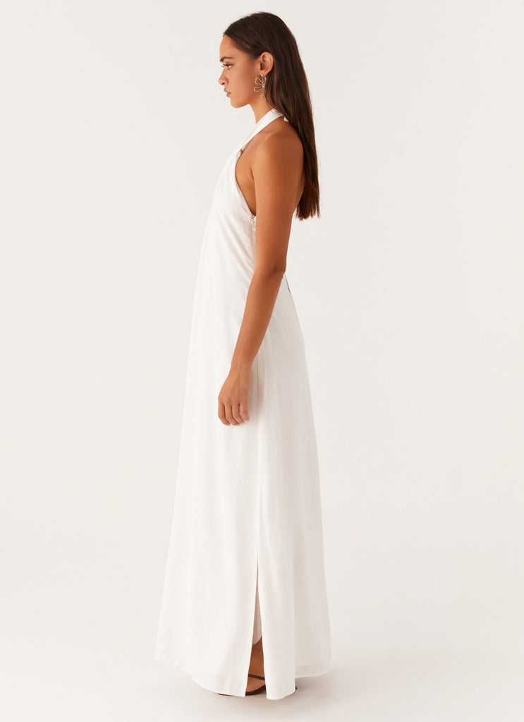 Golden Child Linen Maxi Dress - White