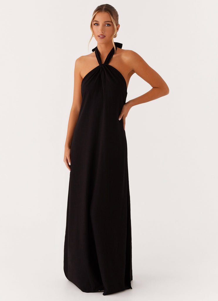 Golden Child Linen Maxi Dress - Black