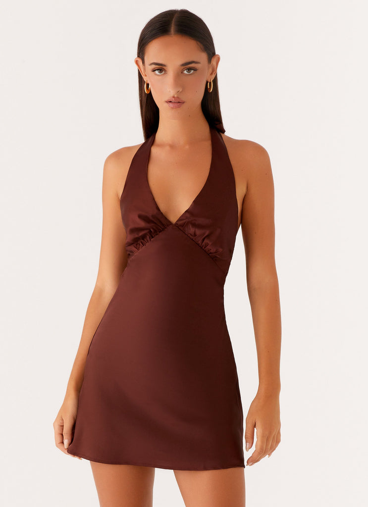 Heavy Hearted Mini Dress - Chocolate