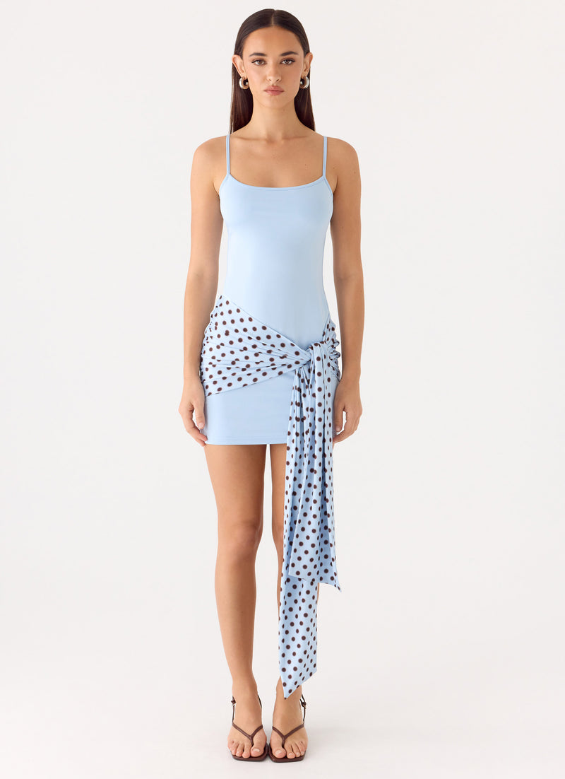 Hypnosis Mini Dress - Blue Mocha Dot