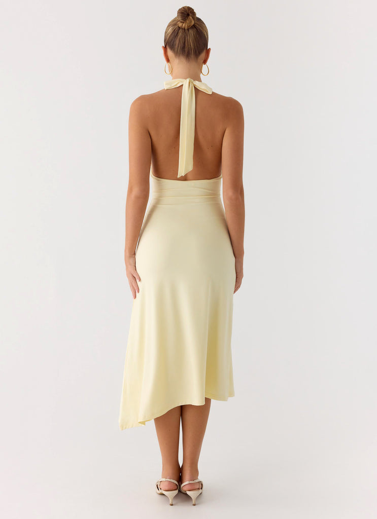 Illuminate Halter Midi Dress - Butter Yellow