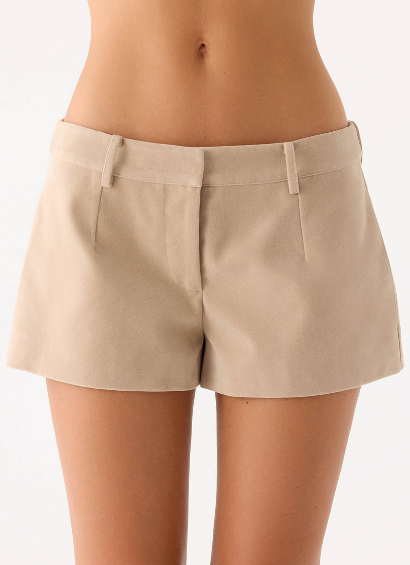 Jeremy Faux Suede Shorts - Cream