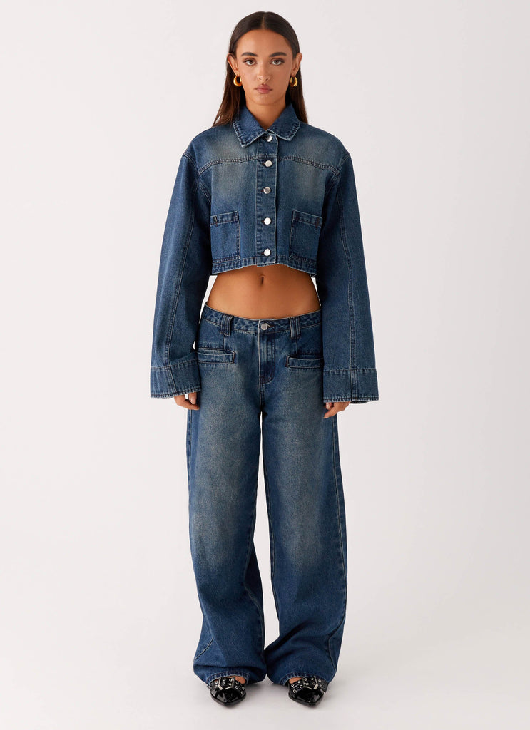 Joan Cropped Denim Jacket - Indigo