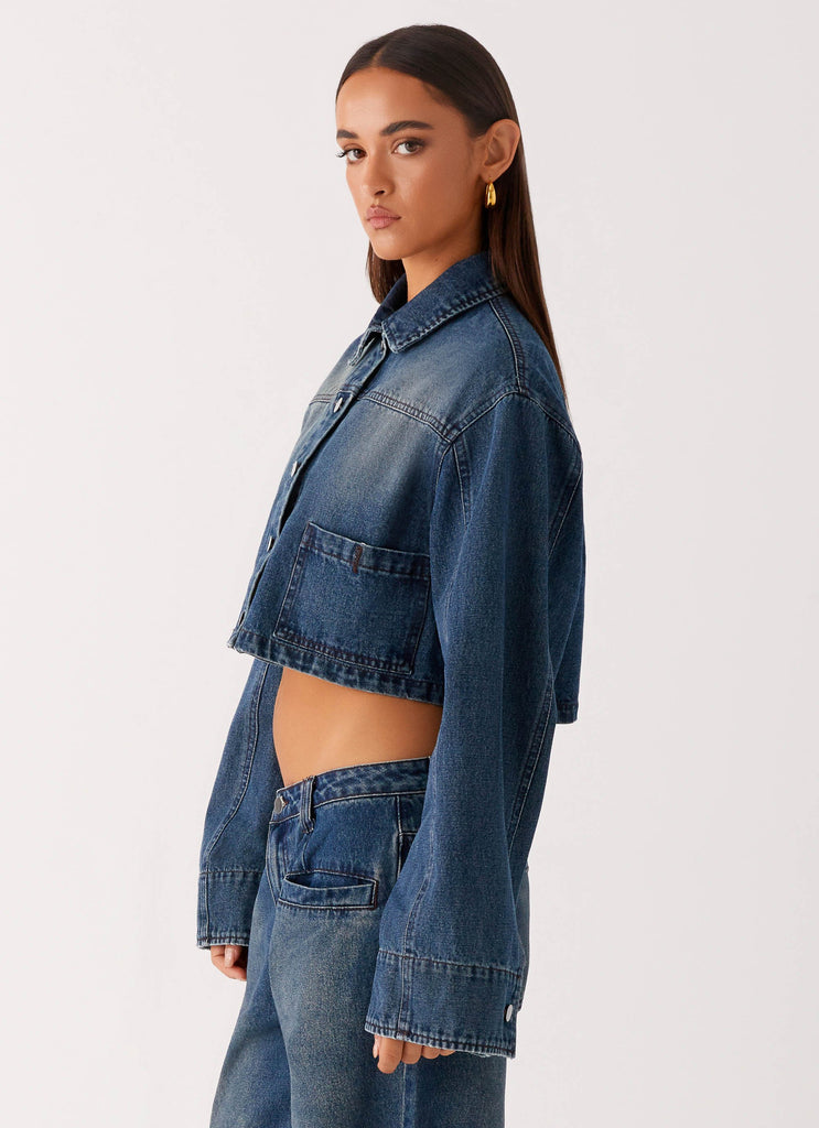 Joan Cropped Denim Jacket - Indigo