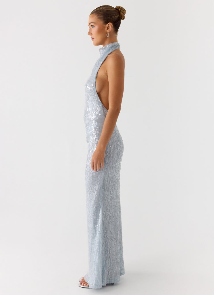 Kaida Sequin Maxi Dress - Misty Blue