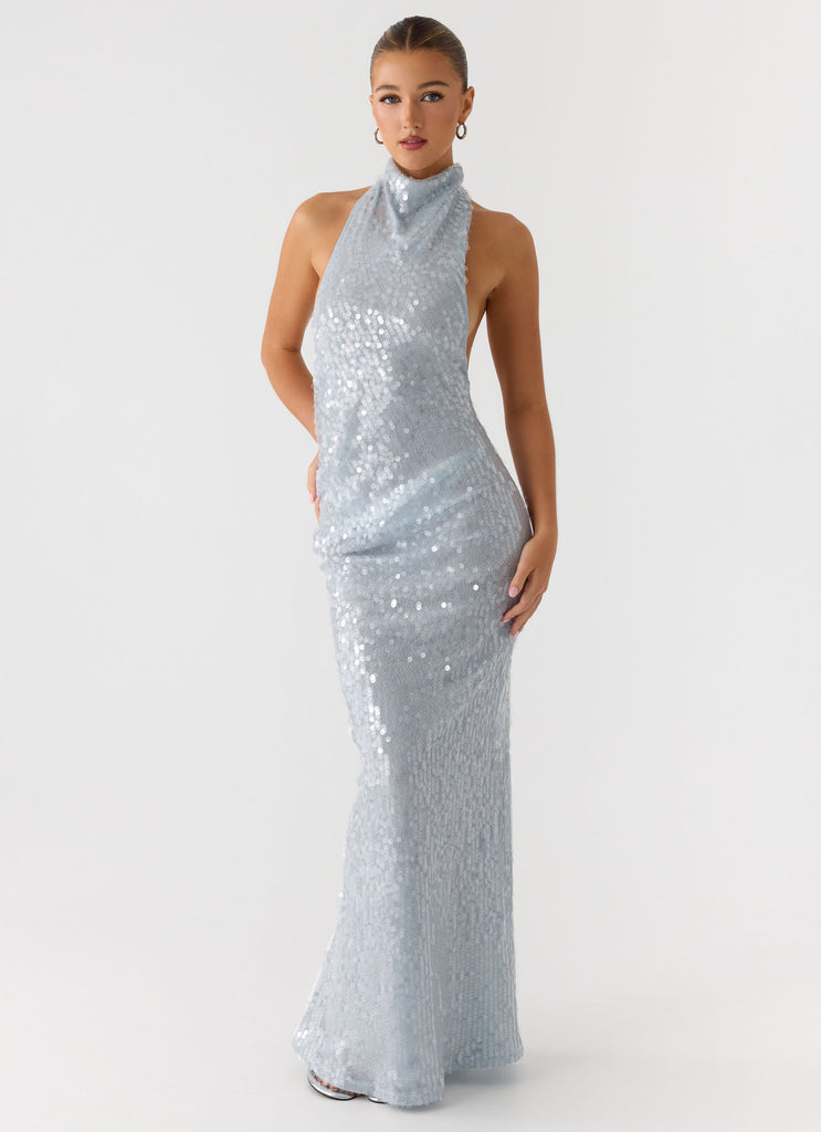 Kaida Sequin Maxi Dress - Misty Blue