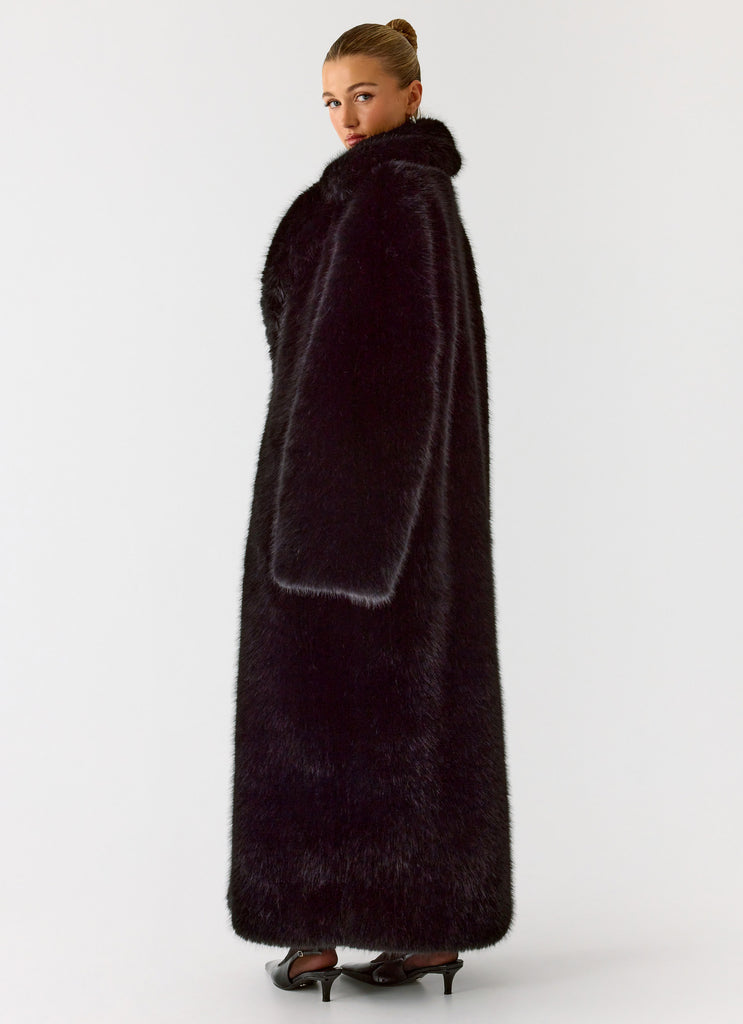 Kamil Faux Fur Maxi Coat - Black